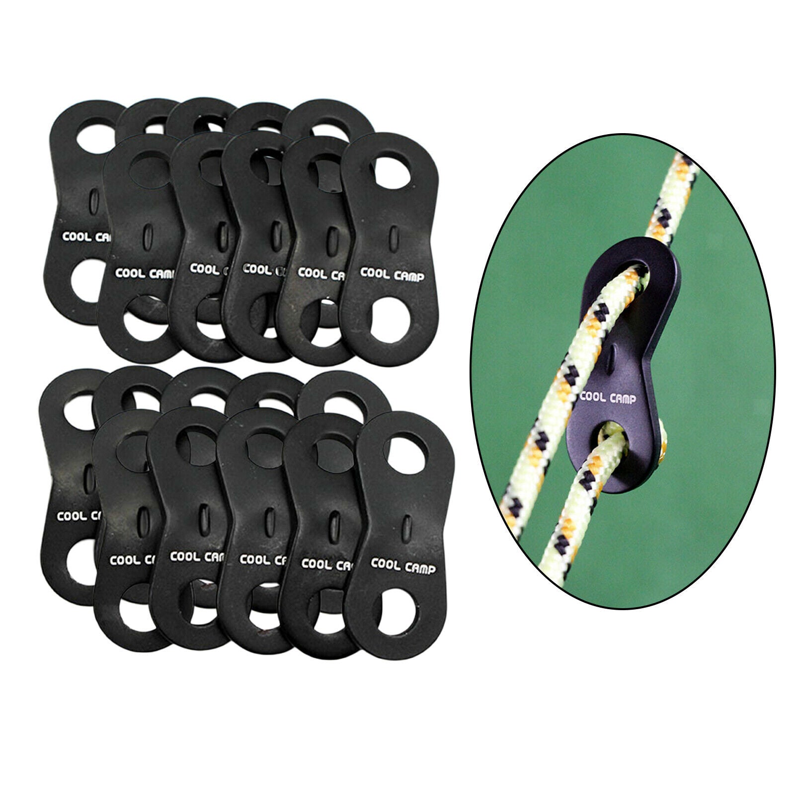 20Pieces Guyline Adjusters Bent Runner for Tent Camping Hiking Outdoor