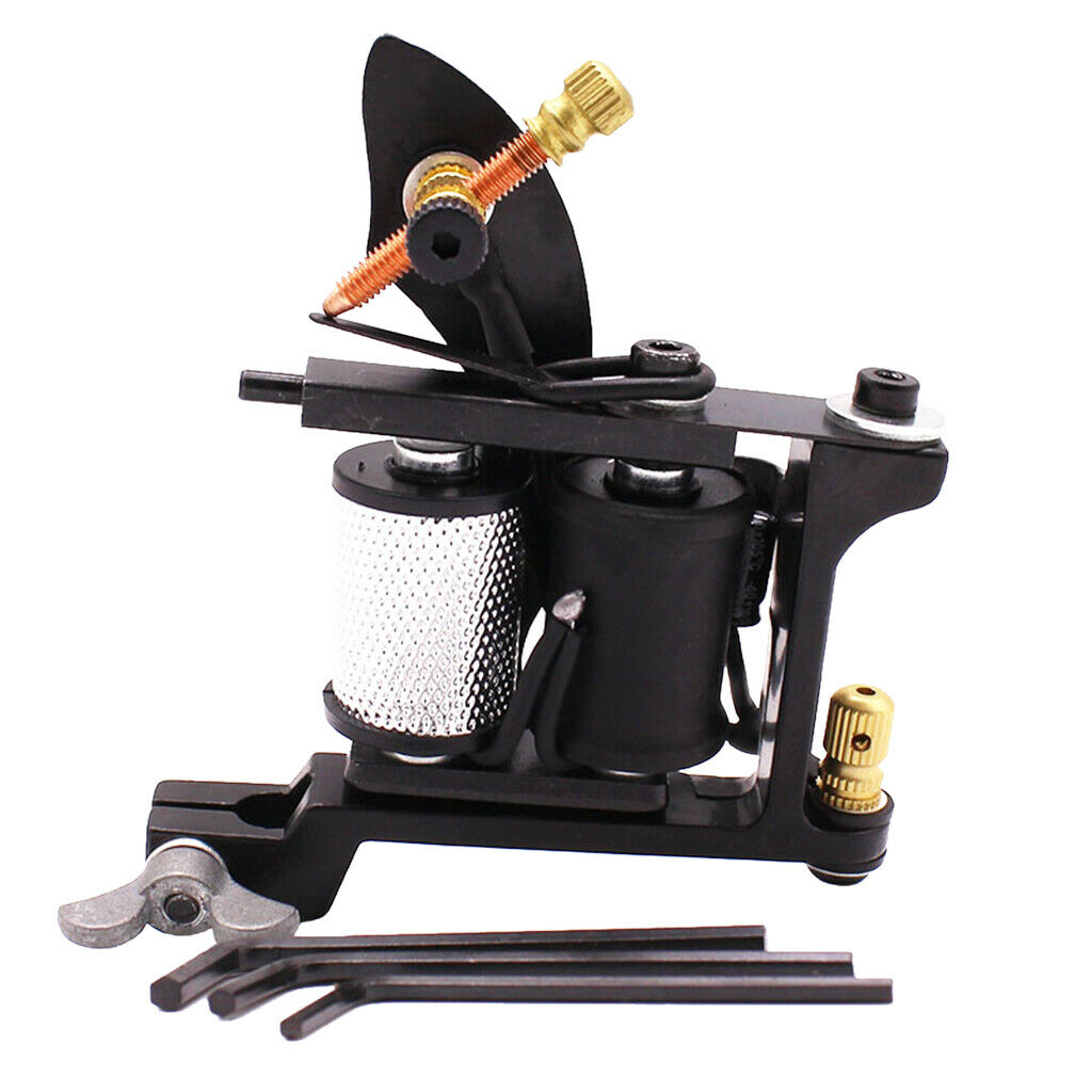 Black Alloy Tattoo Motor Shader Liner 10 Wraps Coil Machine and 3 Regulators