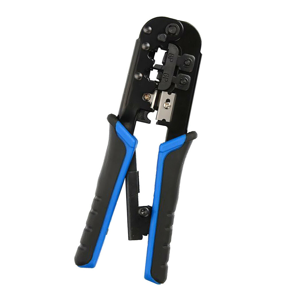 Ratchet Crimping Tool Stripping Plier RJ45/22/11 Crimper Cutter Blue, Black
