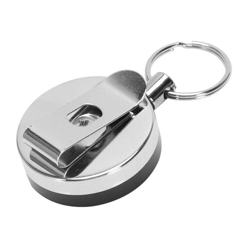 Retractable metal key  card badge holder steel recoil  belt clip pull KeychainK9