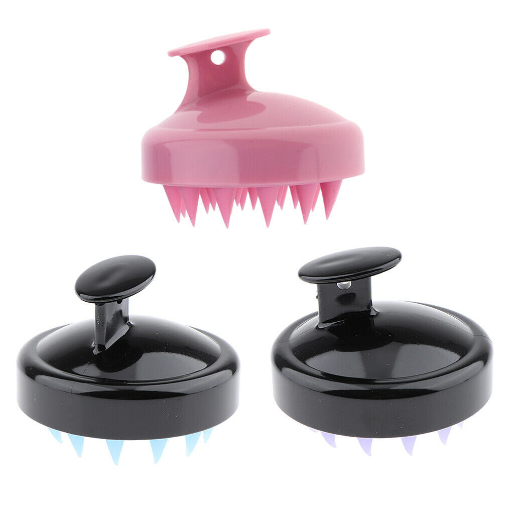 3Pcs Soft Silicone Shampoo Brush Scalp Head Massage Hair Cleaning Brush