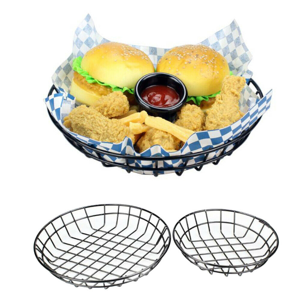 2x S + L Metall Fast Food Baskets Restaurant For Hamburger Fries