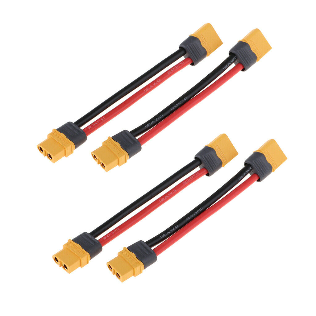 Pack of 4 LIPO Battery Charger Cables XT60 Male to Female 40 Cm
