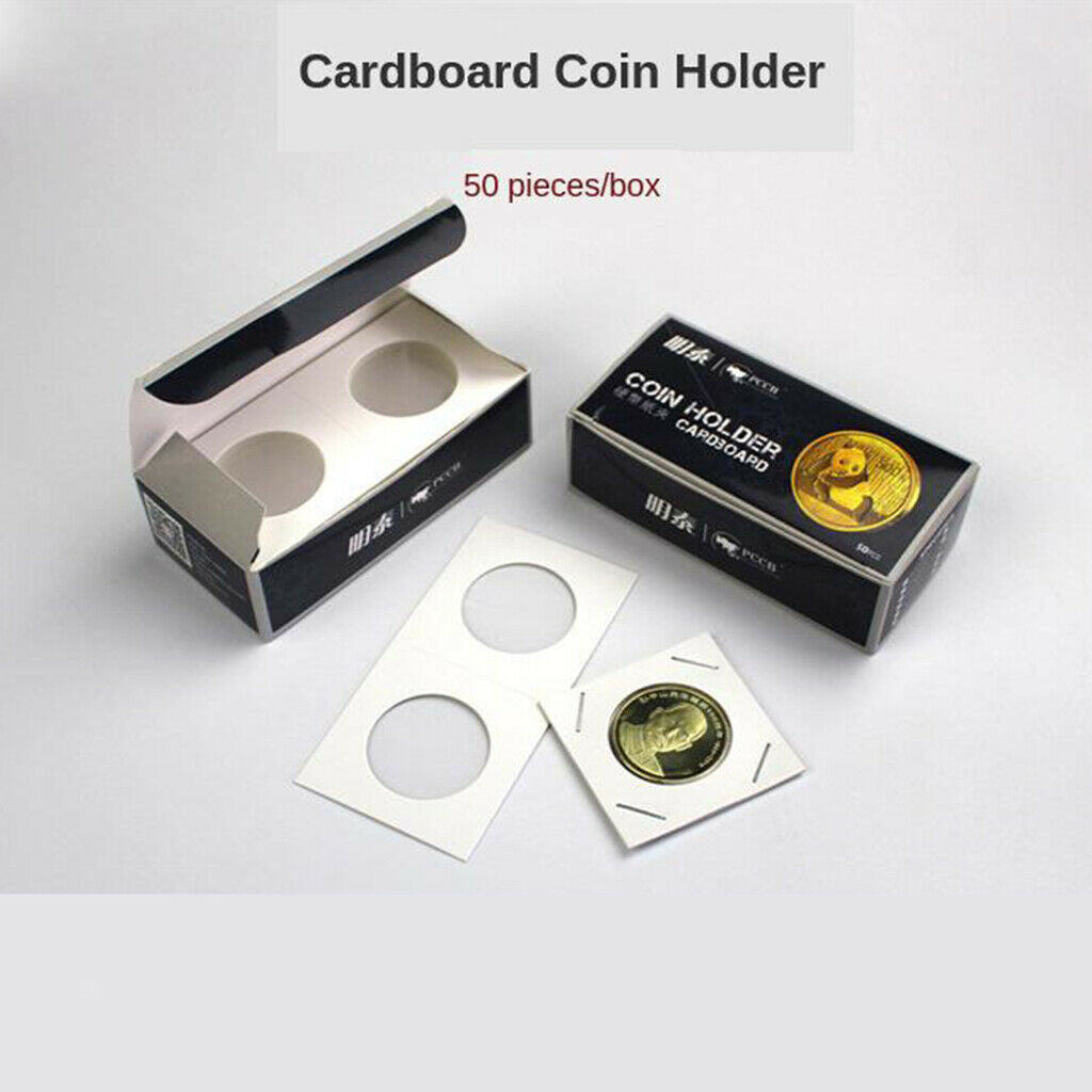 Set of 50 - Thick Coin Holder Card 2x2 Coin Flips Mega for Starter - 40mm