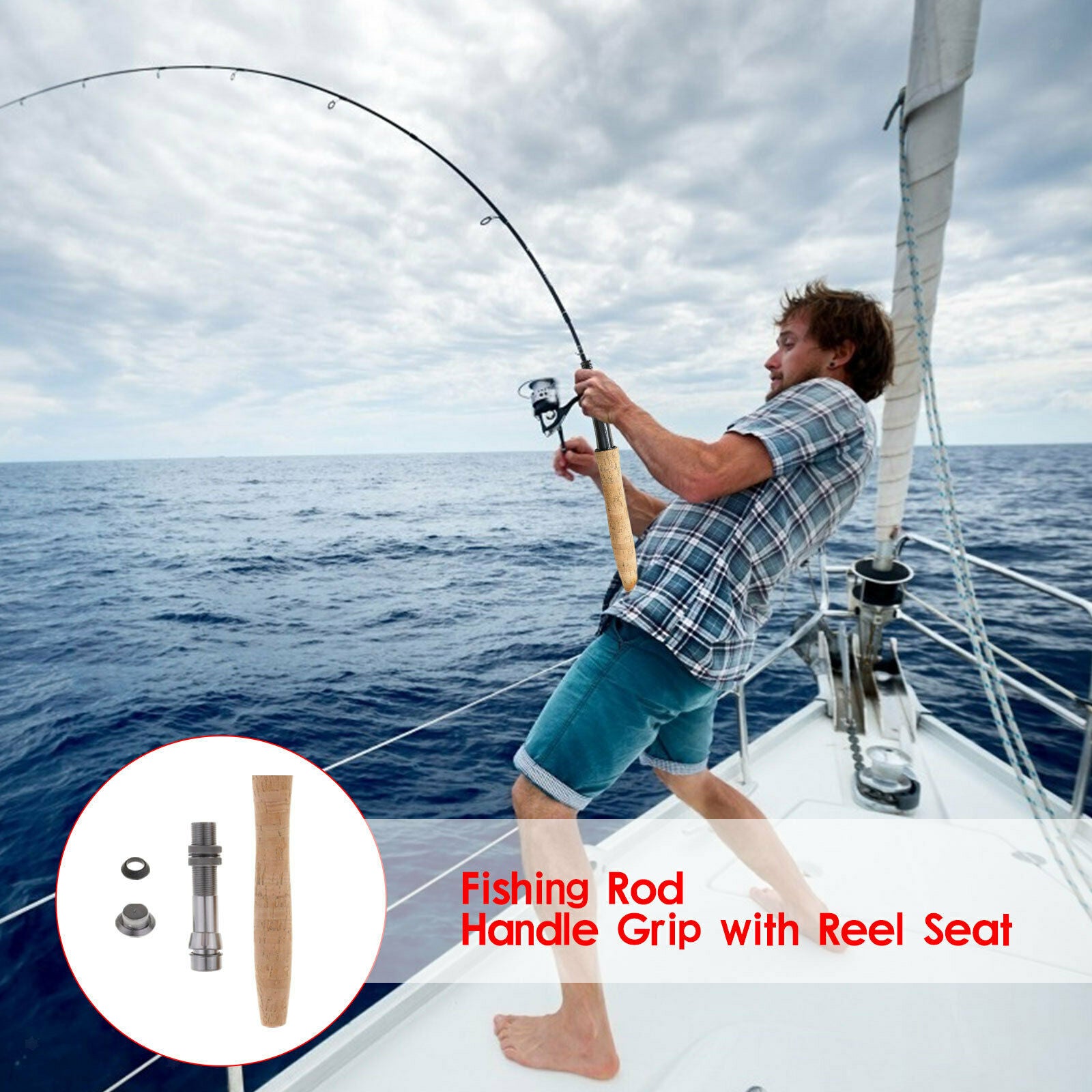Composite Cork Fly Fishing Rod Handle Grip with Reel Seat for Fly Rod Building