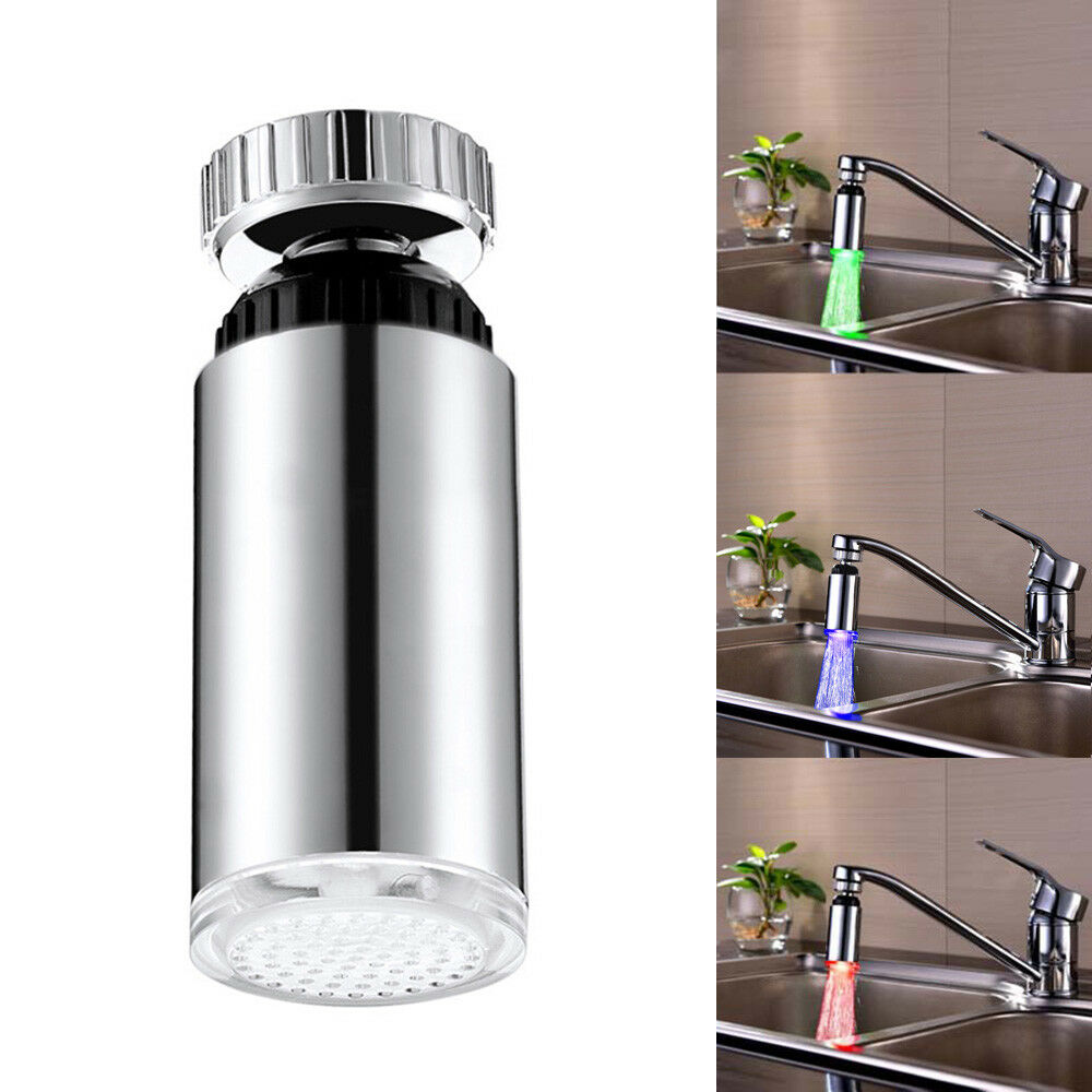 Multi-angle Temperature Control Faucet 3Color Changing Water Tap W/Led Light Hot