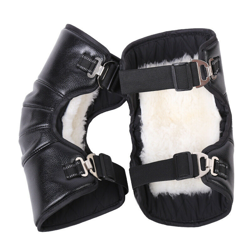 Sheepskin Wool Thermal Knee Joints Warmers Flexible PU Winter Pads Protector New