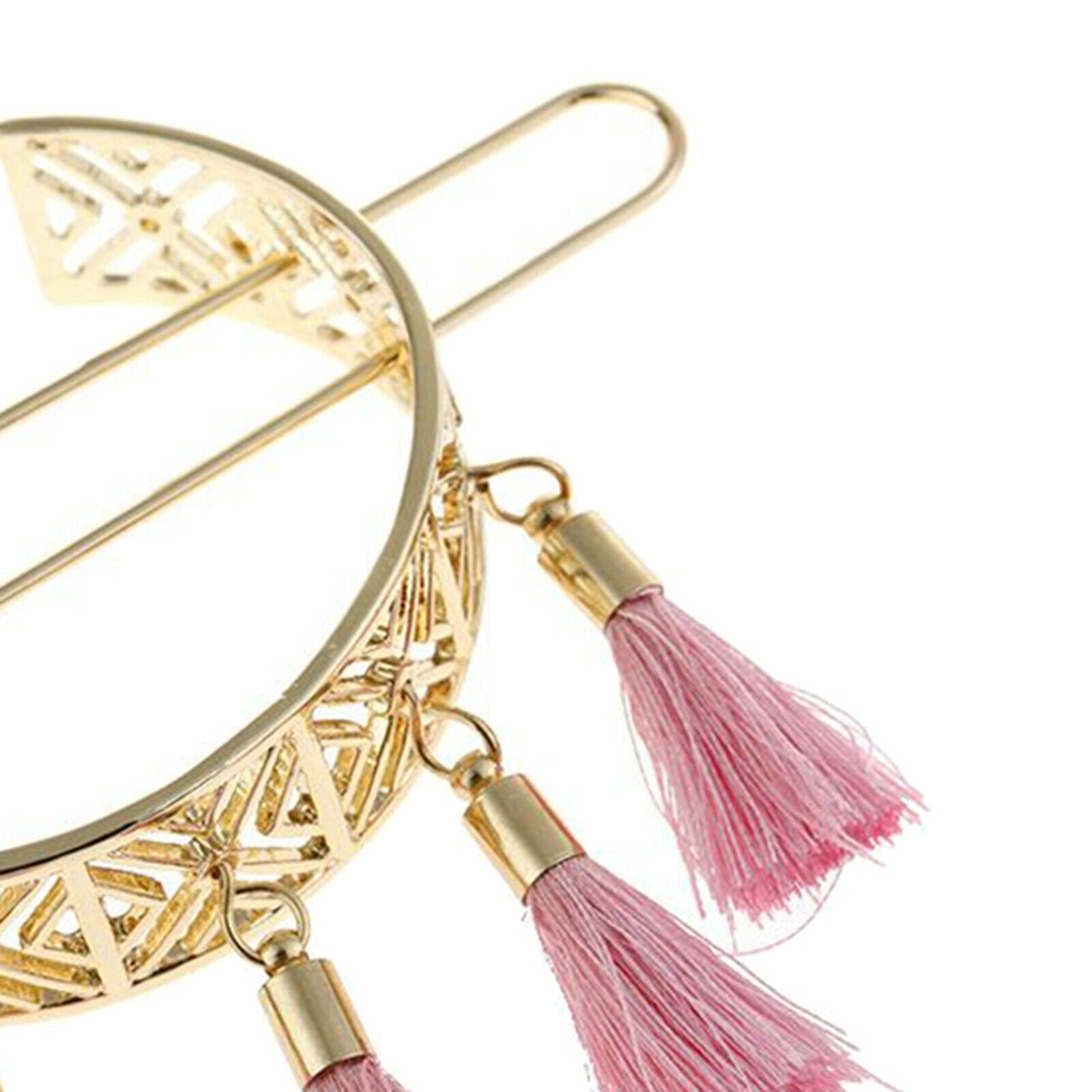 Metal Hairpicks Chinese Chopsticks Hair Nozzles with Tassels - Pink