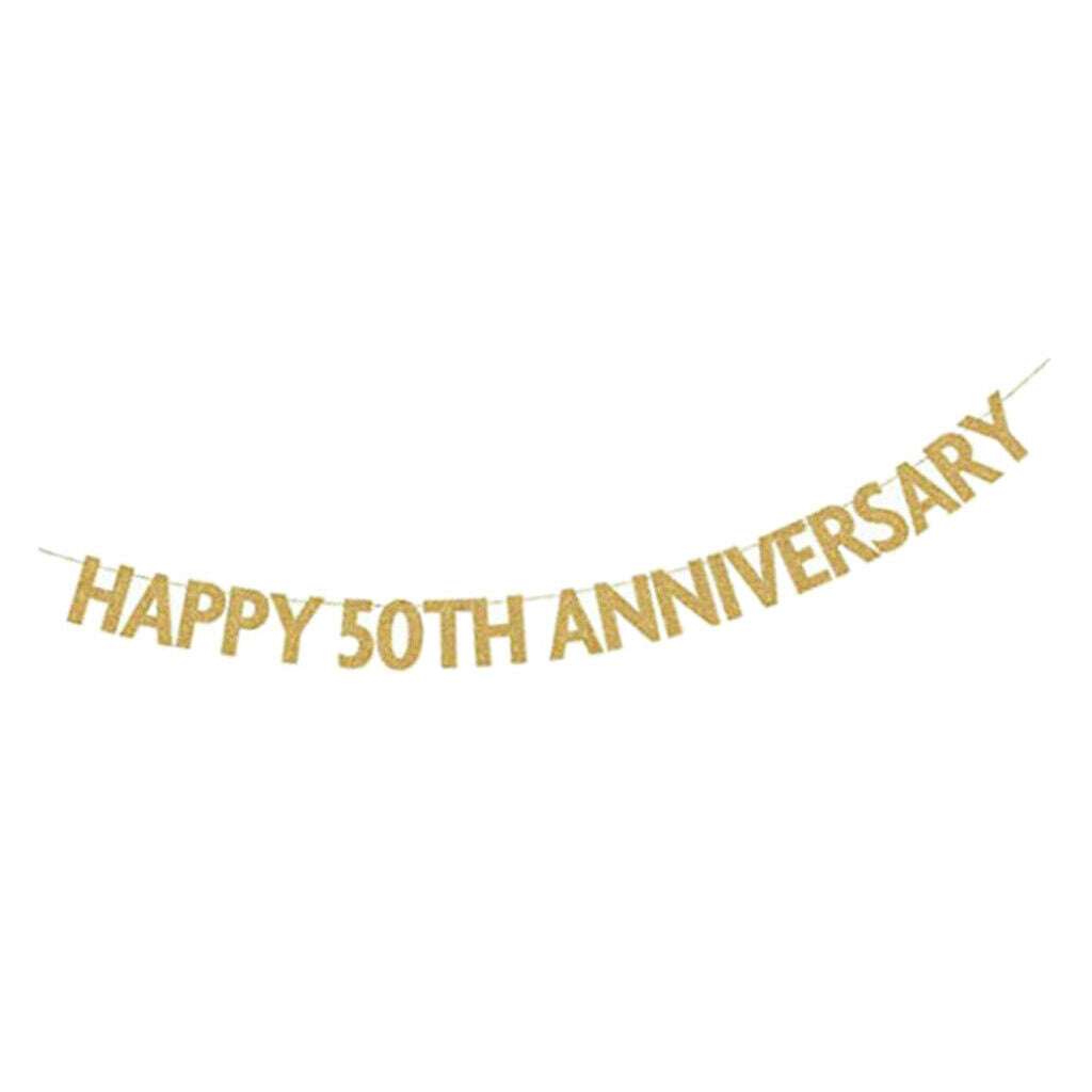 Glitter 50th Bunting Banner Anniversary Birthday Wedding Party Hanging Sign