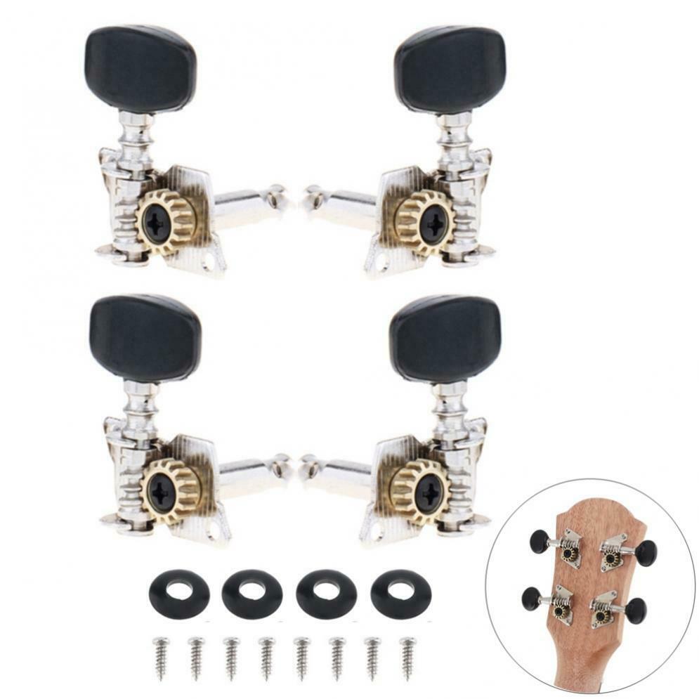 4pcs Ukulele Black Tuning Pegs 2R+2L Steel Machine Heads Tuners for 21 23 26''