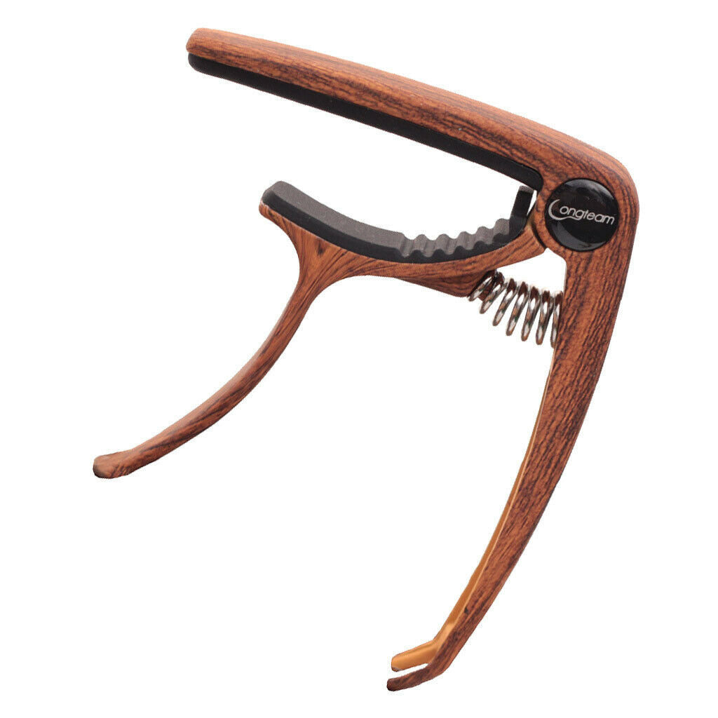 Wood Grain Guitar Capo Tuner   Quick Change Key Clamp Dark