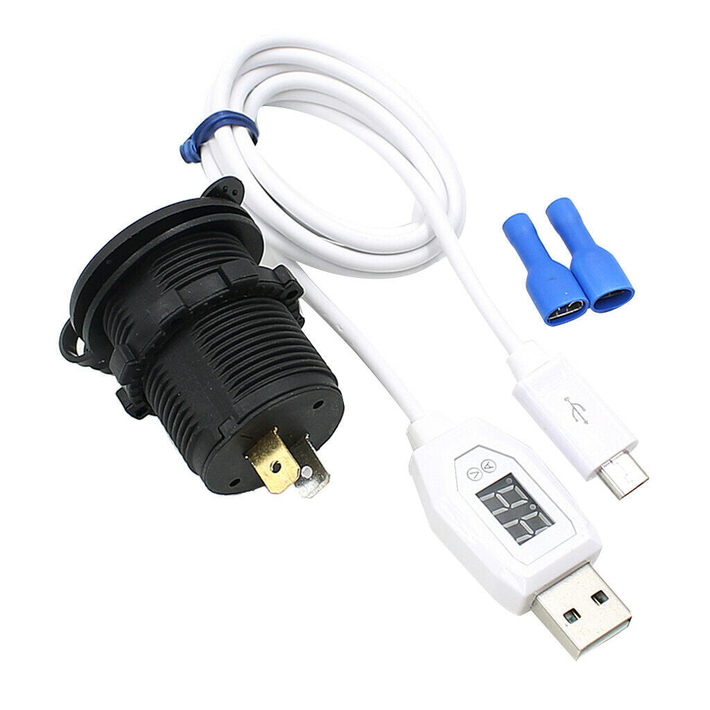 Motorcycle Waterproof Cigarette Lighter with USB Phone Charger LED Voltmeter