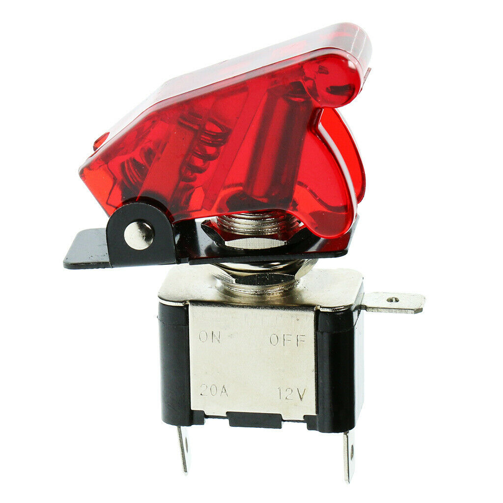 Car Truck Boat Red Cover LED Light 20A 12V Rocker Toggle ON/OFF Switch SPST