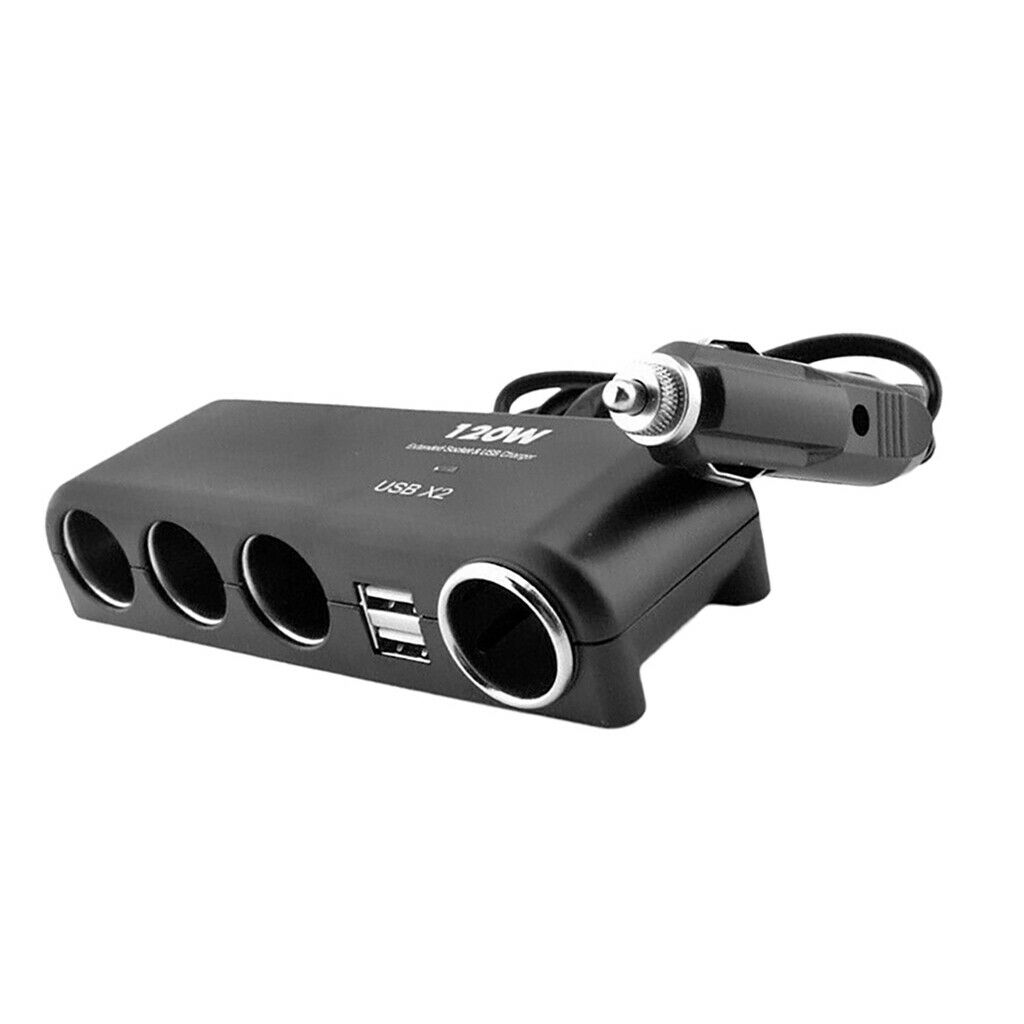 Car Cigarette Lighter 4 Way Multi Socket Splitter Charger 12V/24V 2 USB Port