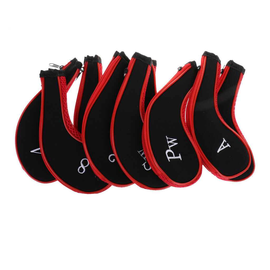 Neoprene Head Long Sleeves Zippered Golf Club Iron Putter Blankets Black +