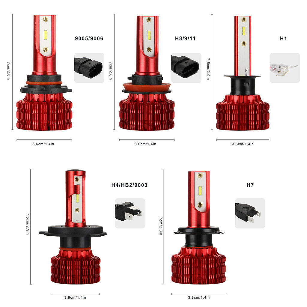 2pcs Auto Car LED Headlight Bulbs 9006 Socket 6500K 20W/Bulb 360 Degree