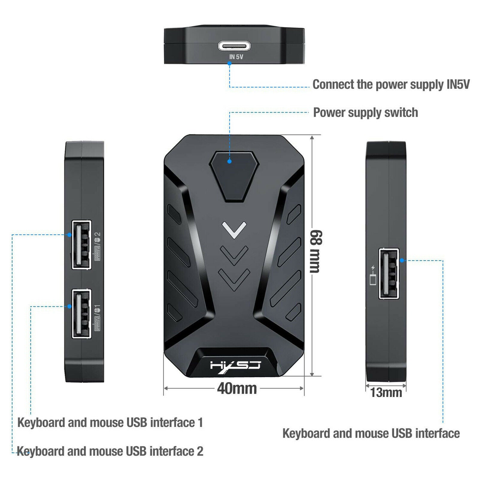 P8 Wired Portable Keyboard Mouse Converter for Android System Shooting Games