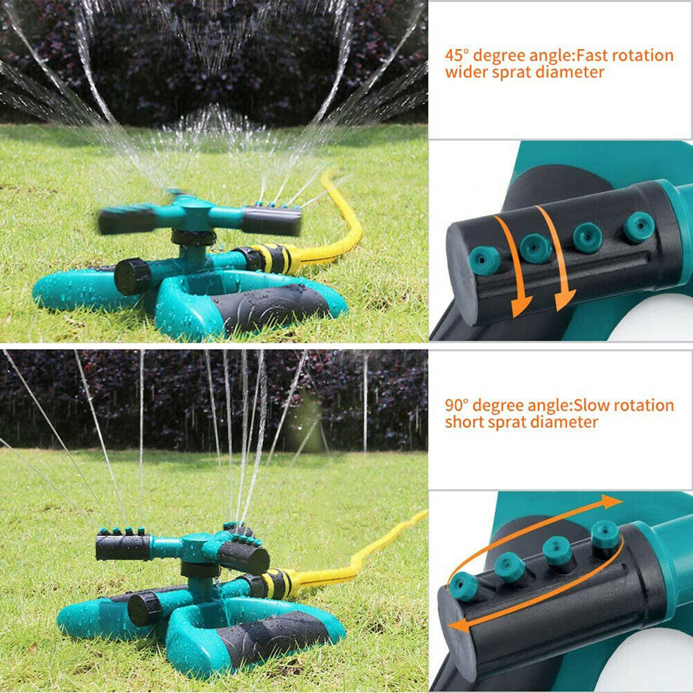 360 Degree Rotating Water Sprinkler 3 Arms Nozzles Garden Irrigation Tools @