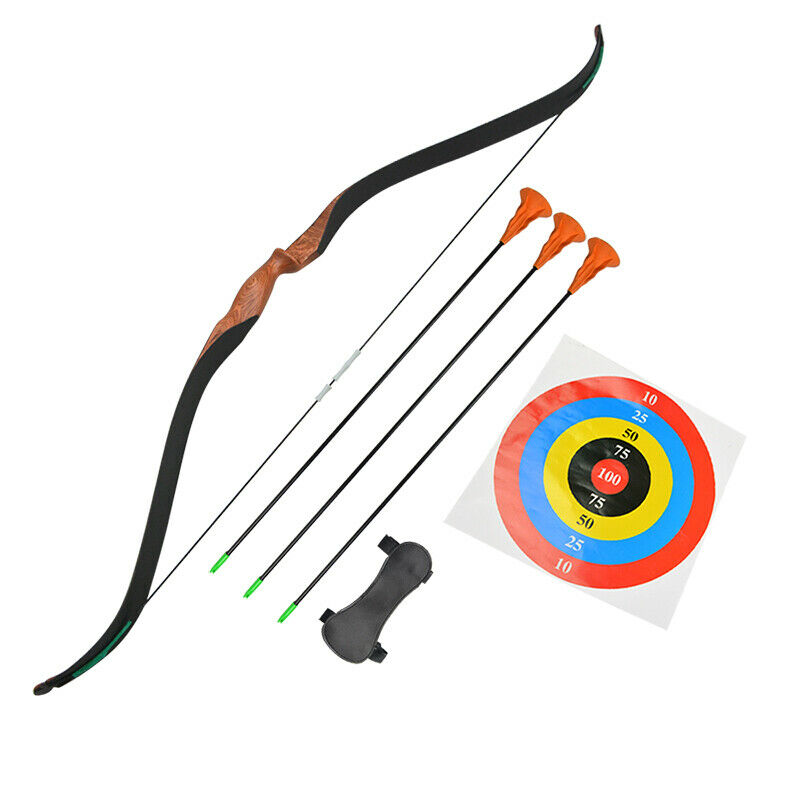 Youth Recurve Bow Arrow Set Wooden Archery Junior Target Children Kids Gift