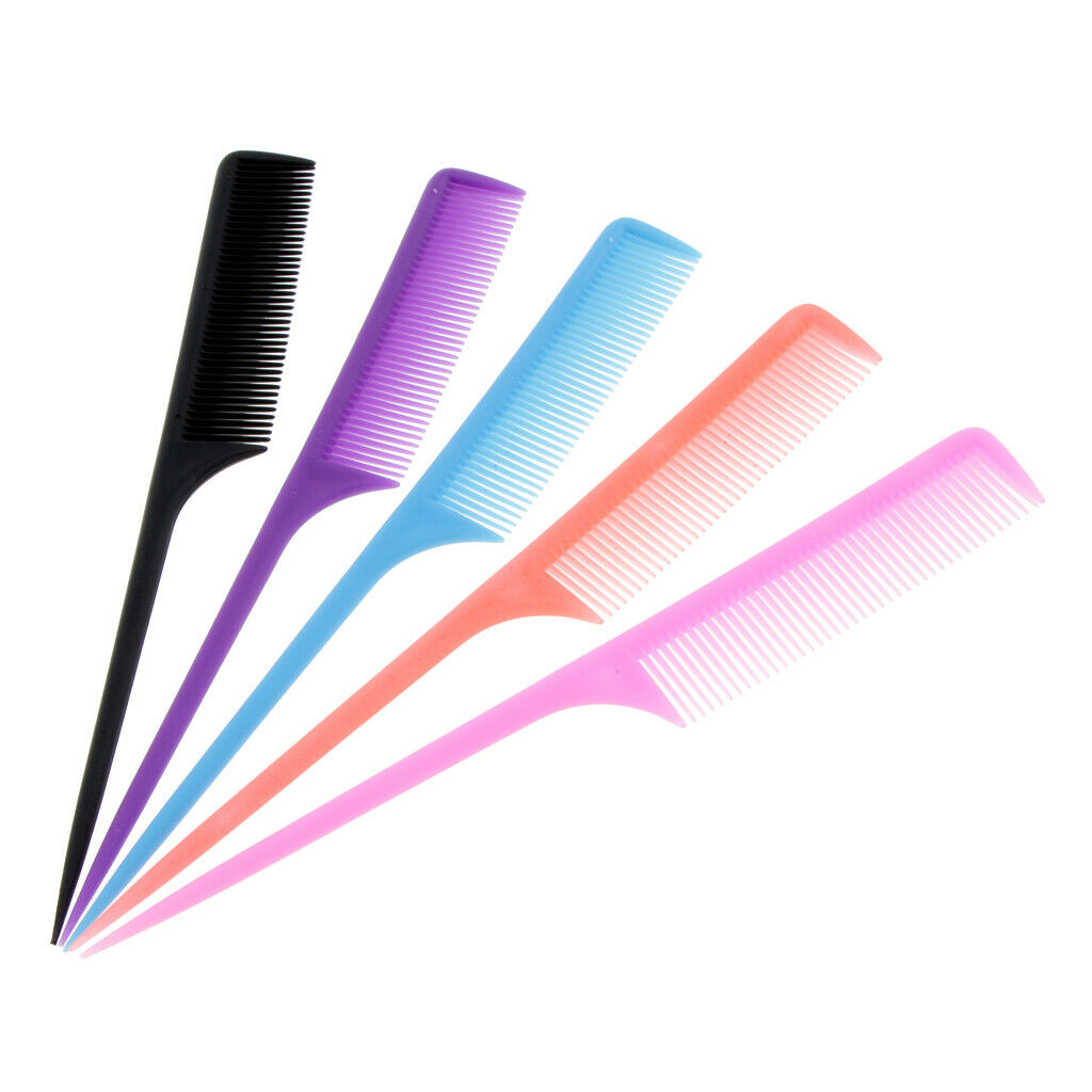 5 Pieces Plastic Salon Styling Hairdressing Pin Tail Fine Tooth Combs Set