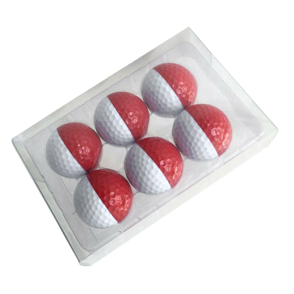 6pcs Golf Ball for Match Practice Play Golfer Gift Red White