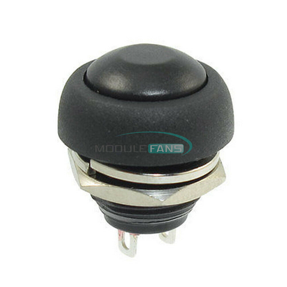 10Pcs Black 12mm Waterproof Momentary ON/OFF Push Button Mini Round Switch