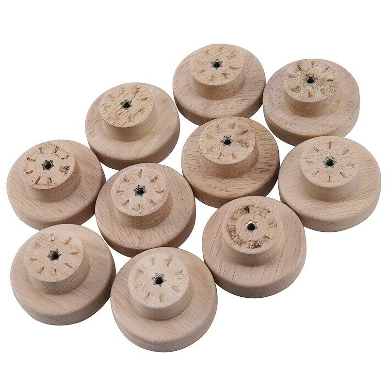 10X Home Accessory 50X25Mm Wooden Knob Wood Round Pull Knobs for Cabinet Der SQ8