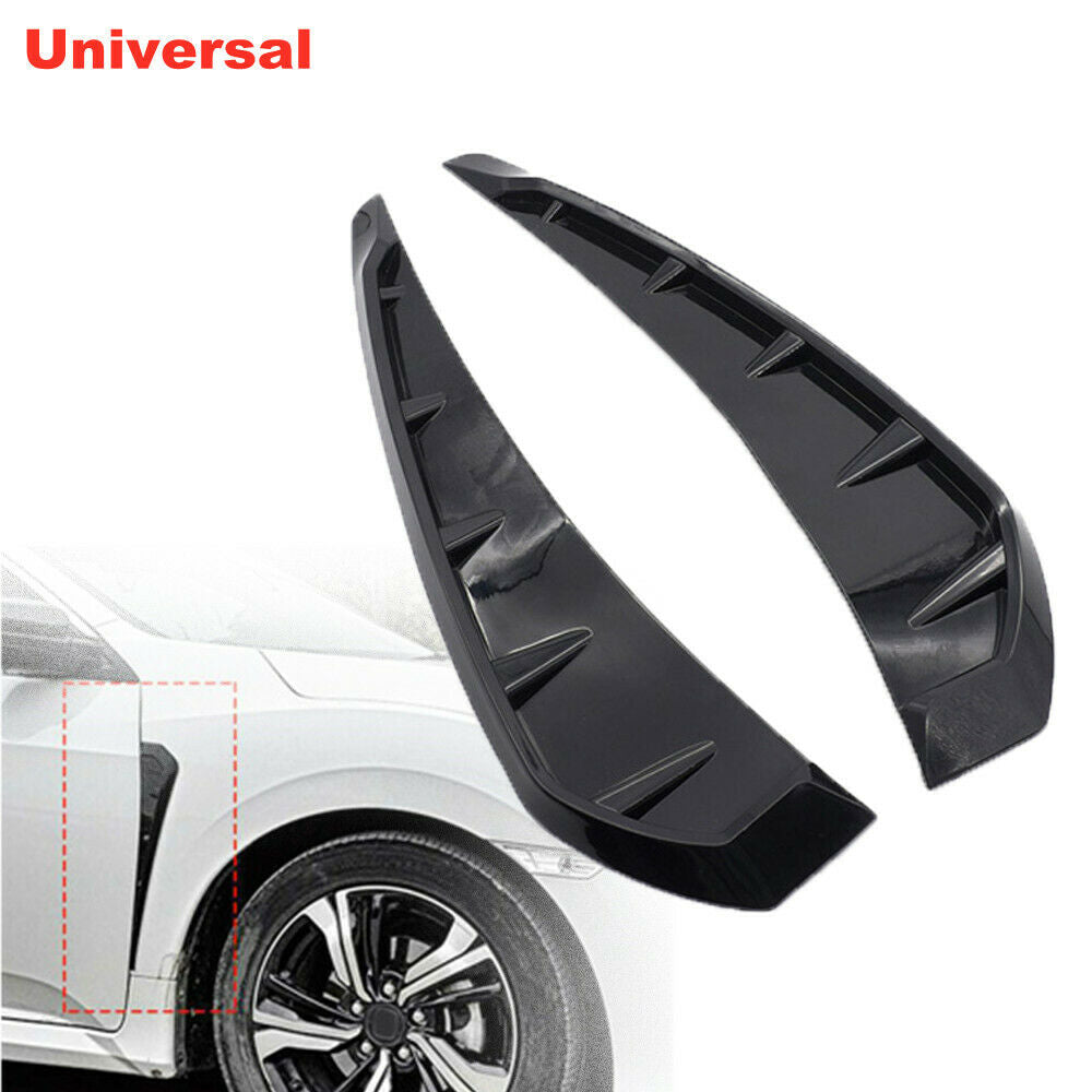 2PCS Universal Car Glossy Black Side Door Fender Vent Air Wing Cover Trim Decor