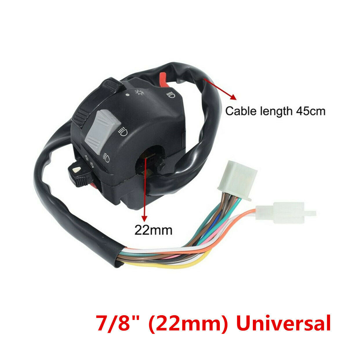 22mm Universal Motorcycle Handlebar Control Headlight Turn Signal Horn Switch