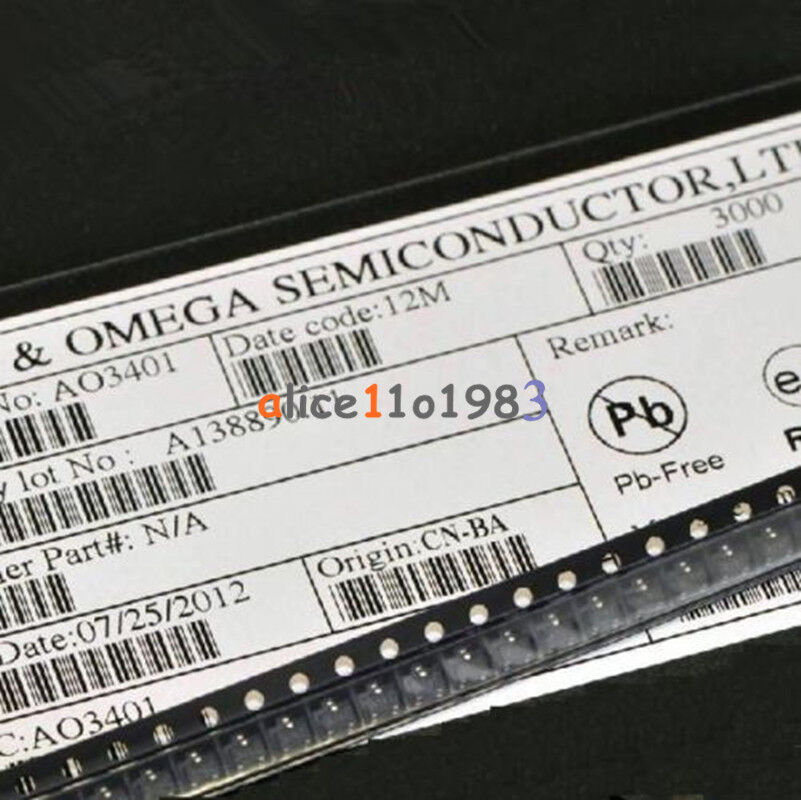50PCS NEW AO3401 SOT-23  P-Channel MOSFET TRANSISTORS