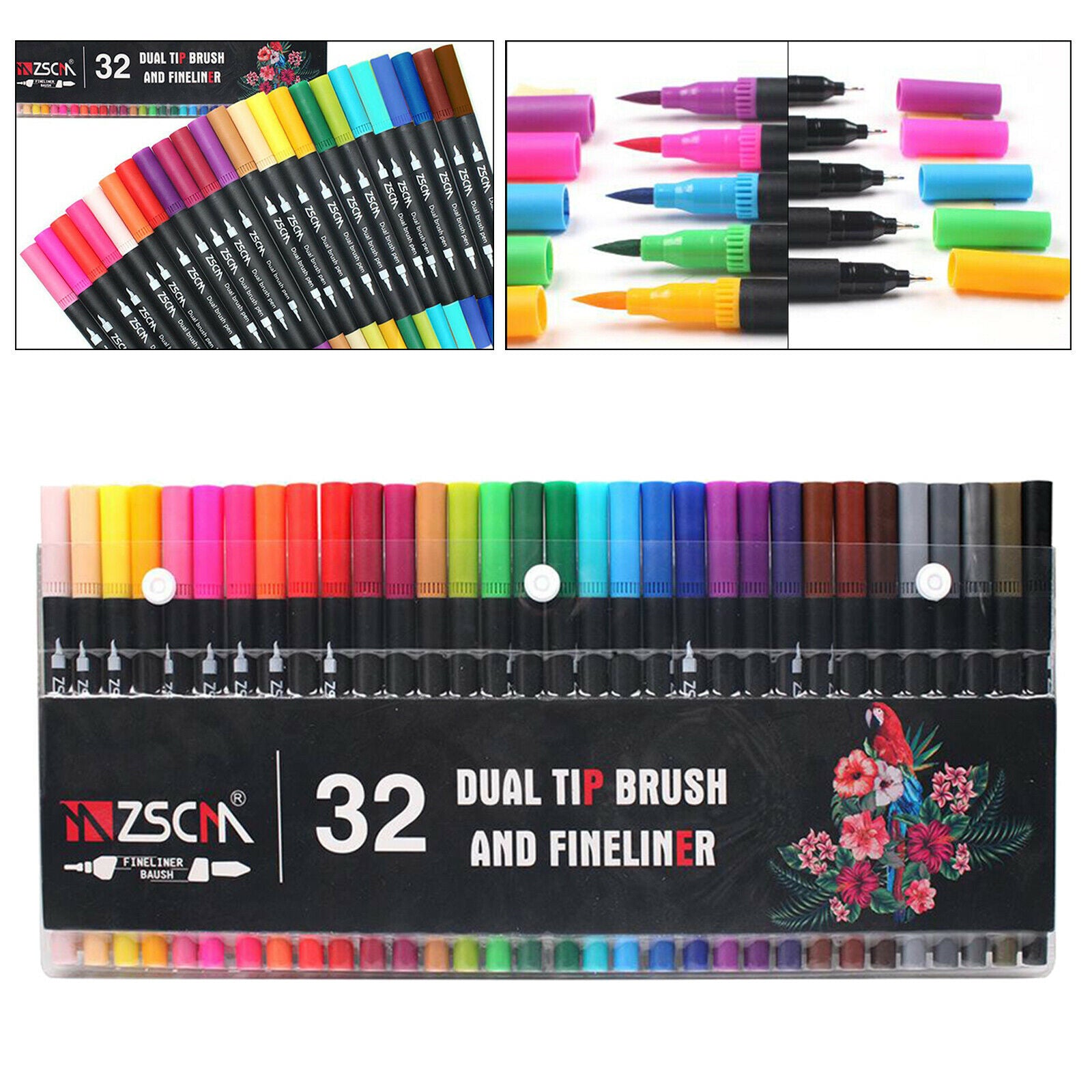 32Pc Double Tip Fineliner Brush Markers Pen for Kids Adults Drawing