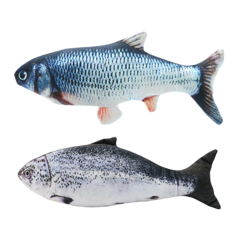2Pieces Cat Kitty Electric Moving Fish Toys Funny Cat Chew Kicker For Cat