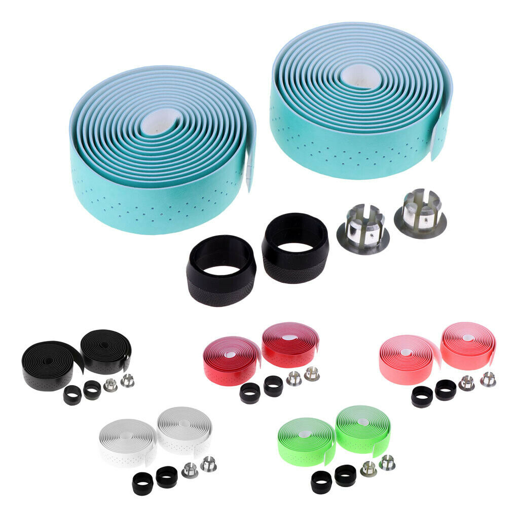 Road Bike Bicycles Non-Slip Handlebar Ribbon Tapes Bar Plugs Accessory Blue