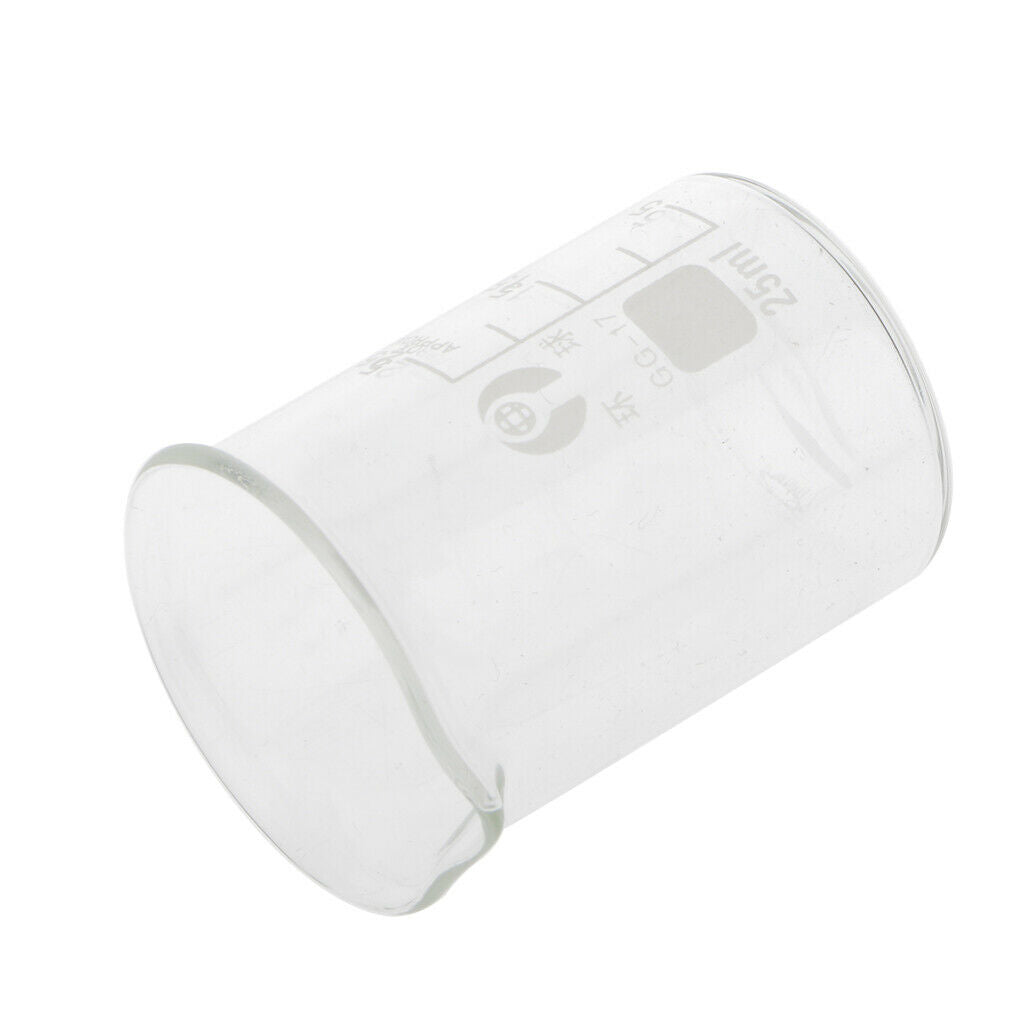 Glass Beaker 5 10 20 25 50ml Borosilicate Measuring Chemistry Glassware