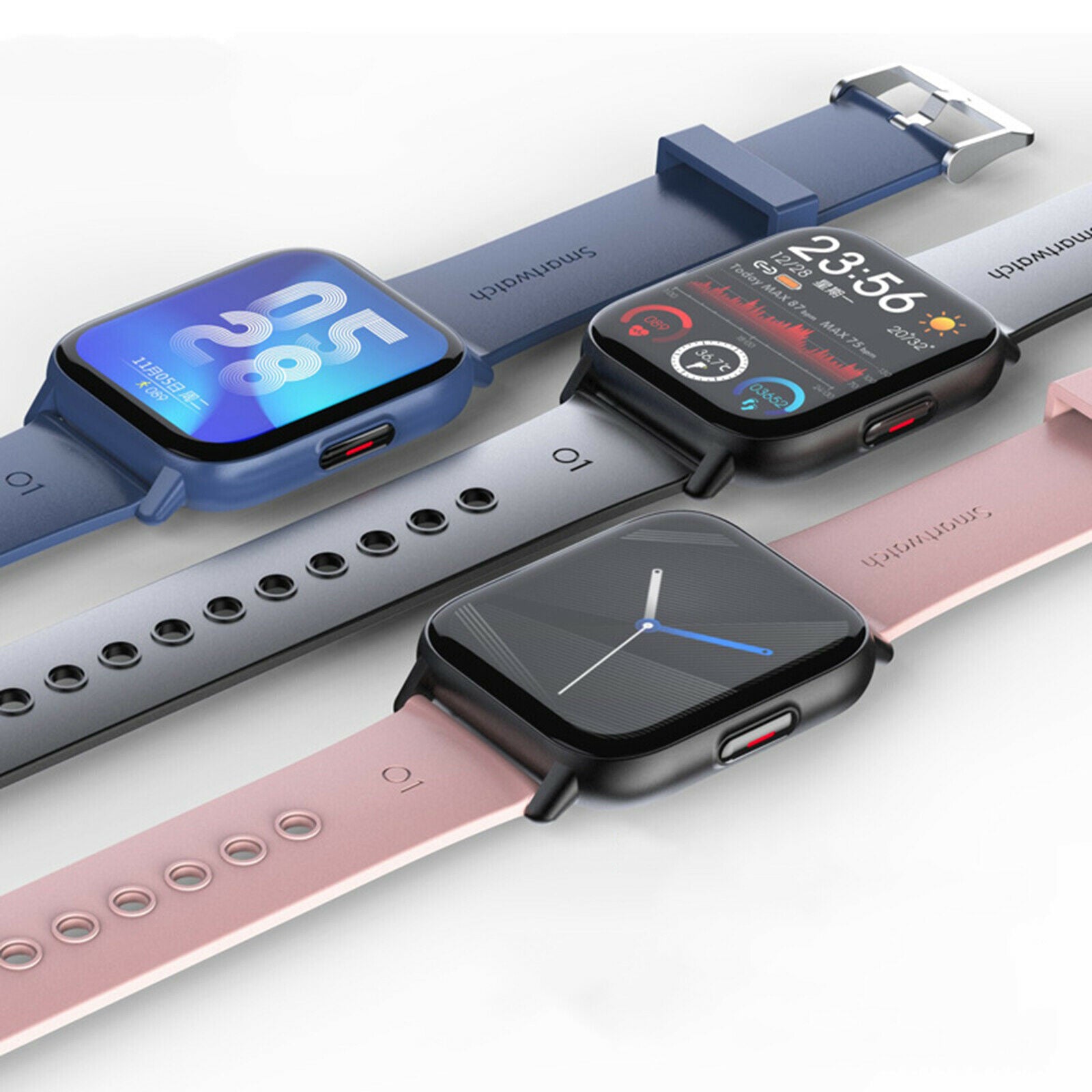 Sports Smart Watch Rectangle Smartwatch with IP67 for Women Men pink