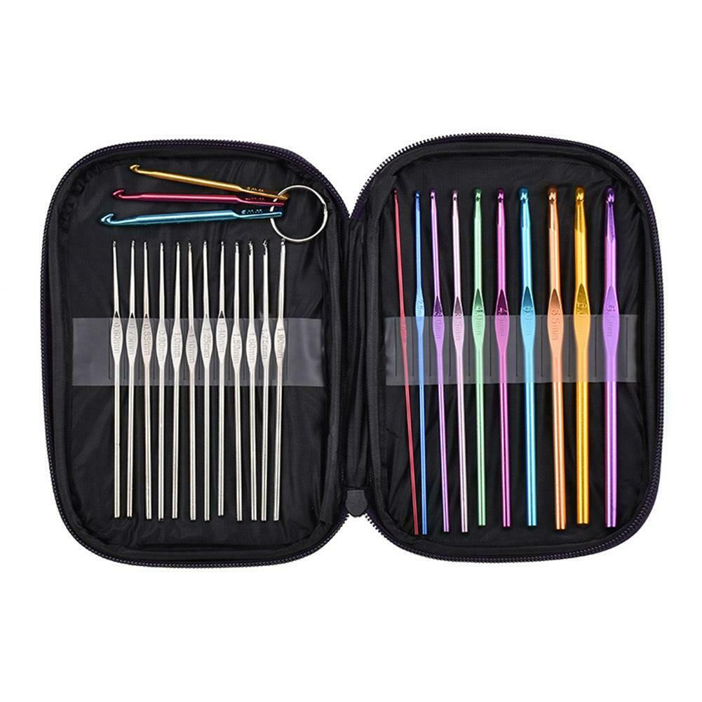 25pcs Aluminum Crochet Hooks Knit Weave Craft Yarn Sweater Sewing Needles @