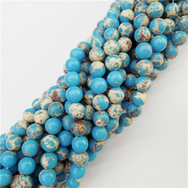 1 Strand 10mm Blue Sea Sediment Jasper Round Ball Loose Beads 15.5inch HH9072