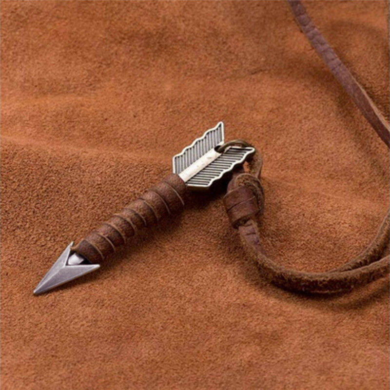 Unique Creative Arrow Pendant Unisex Retro Long Chain Leather Rope Necklac.l8