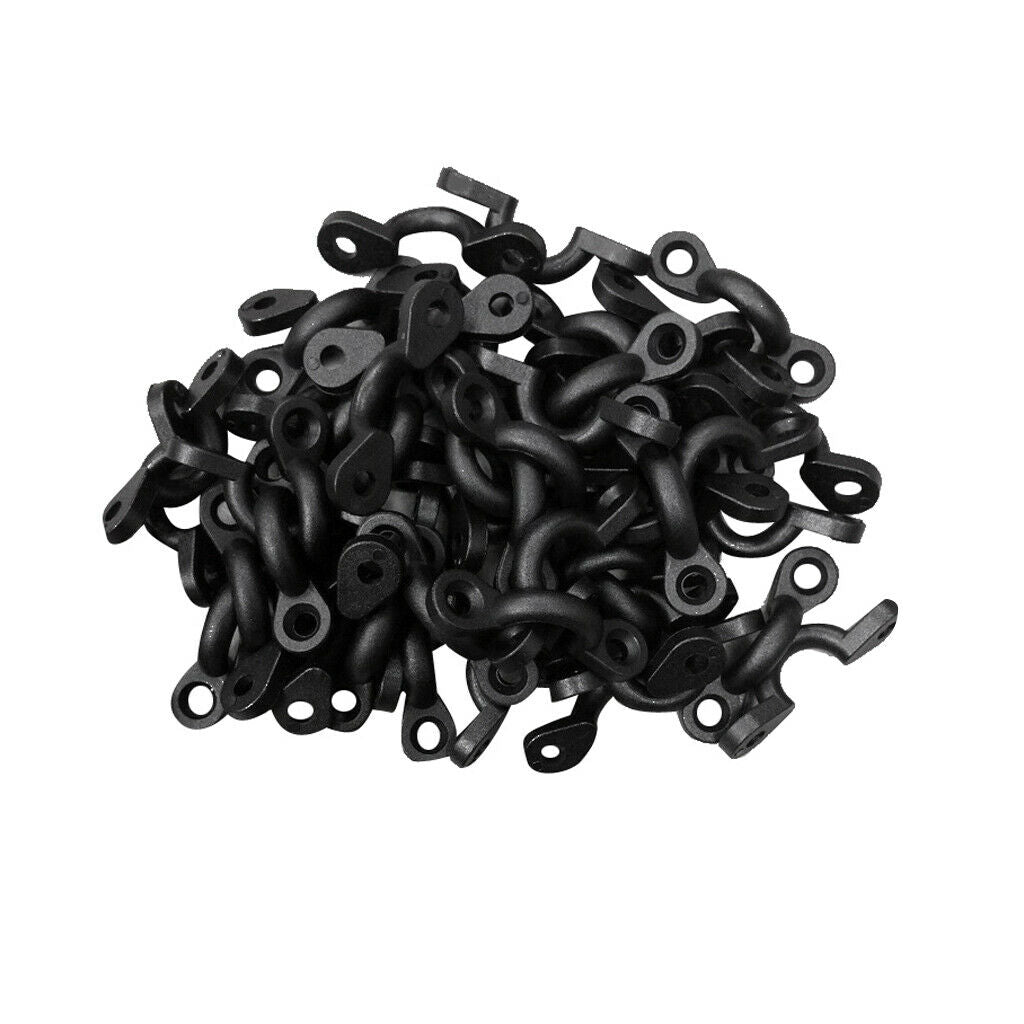 50pcs Set Black Nylon Tie Down Pad Eye Ideal for Kayak Canoe Boat Outfitting