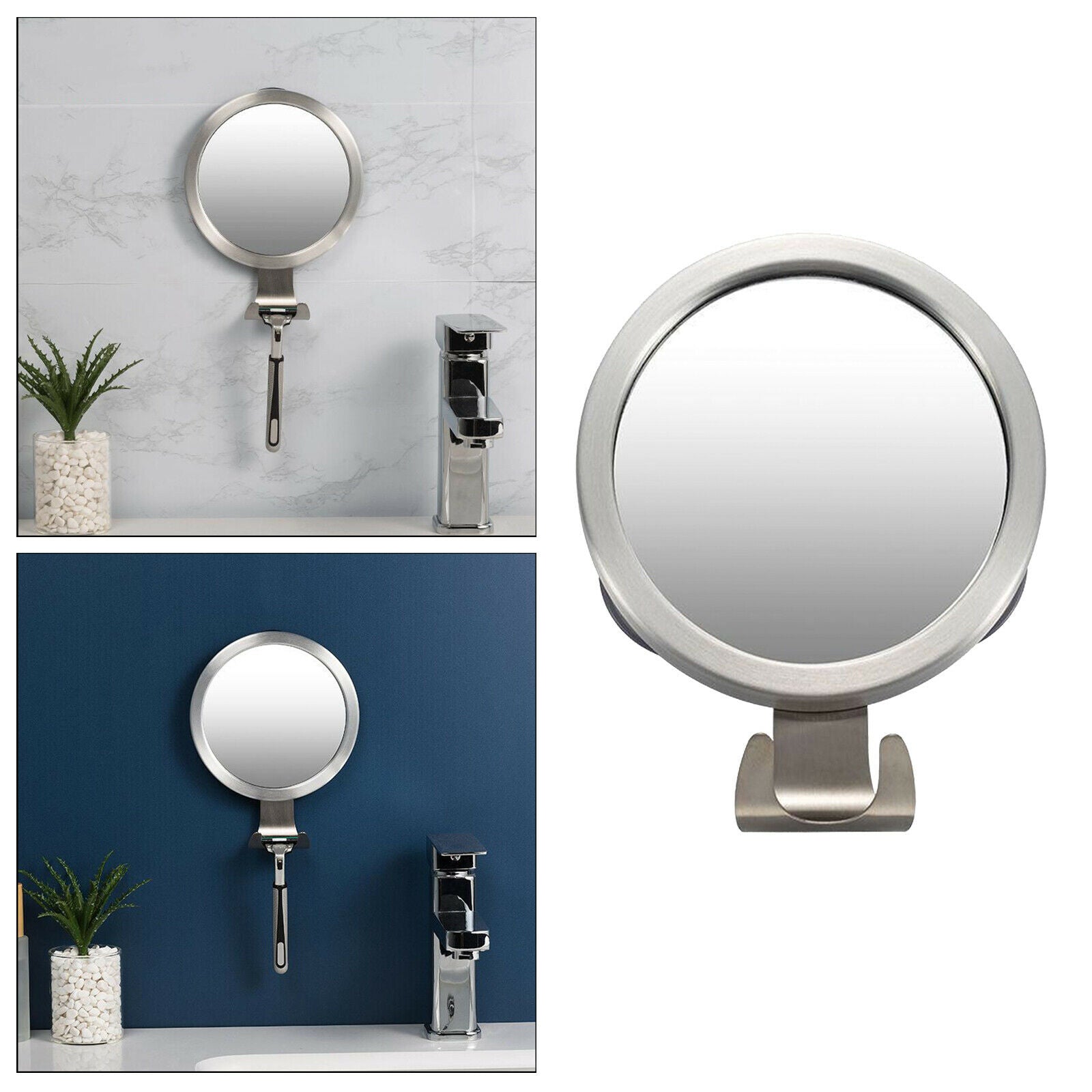Anti-fog Shower Mirror with Razor Holder Bathroom Suction Cup Install