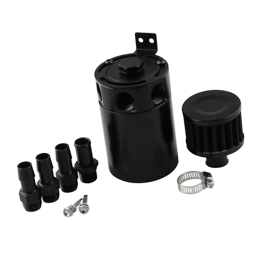 Compact Oil Separator Can/auto Engine Oil Reservoir Tank Black with Breather