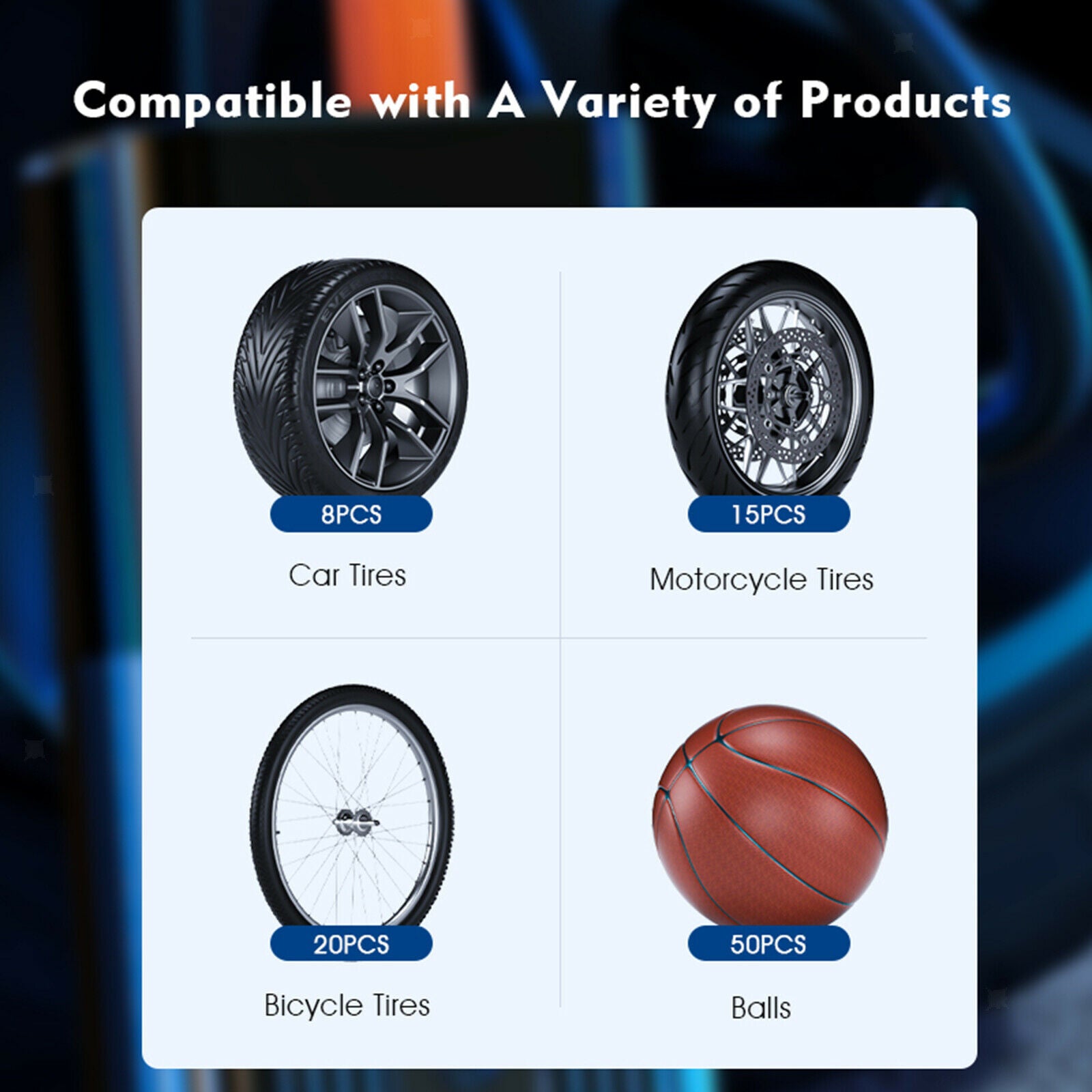 Car Tyre Pump USB LED Light SOS Design for Car Motorcycle LC-D15 Wireless