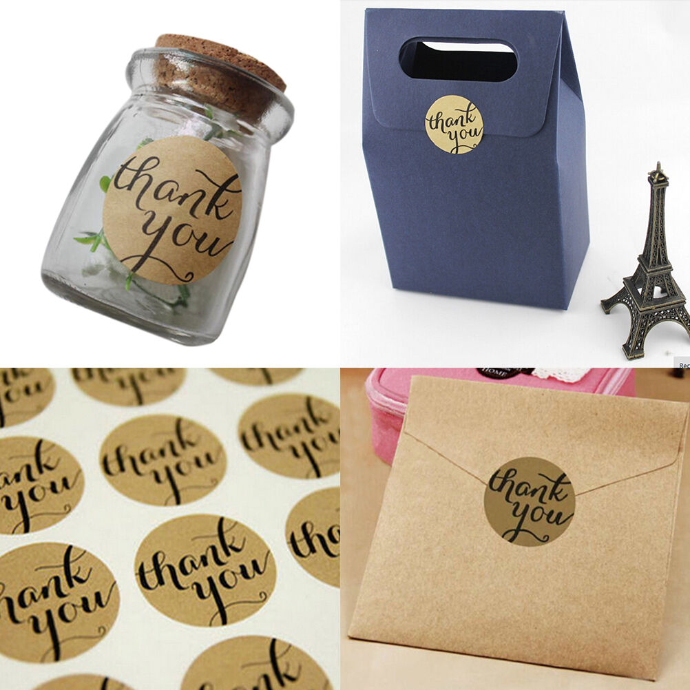 24 Pcs THANK YOU Kraft Seal Stickers Label for Wedding Favor/Envelope/Car.l8