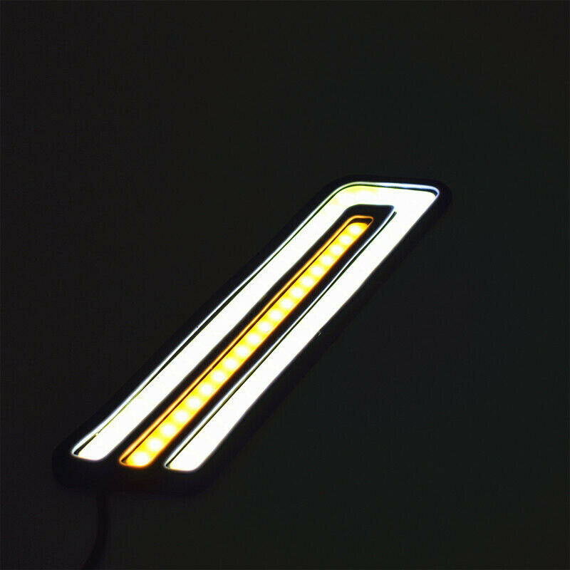 Pair U Shape COB White + Amber LED Light Car Daytime Driving Light DRL Lamp 12V