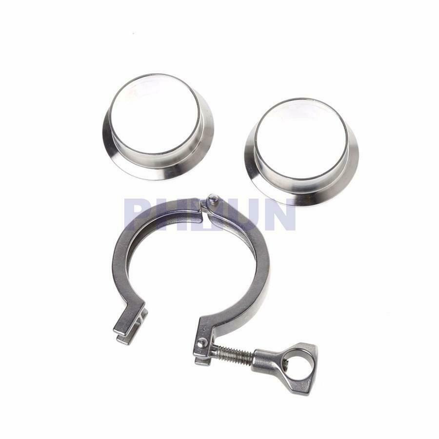 2" 51mm Stainless Steel Flange Pipe Weld Ferrule w/Tri Clamp PTFE Gasket Kit