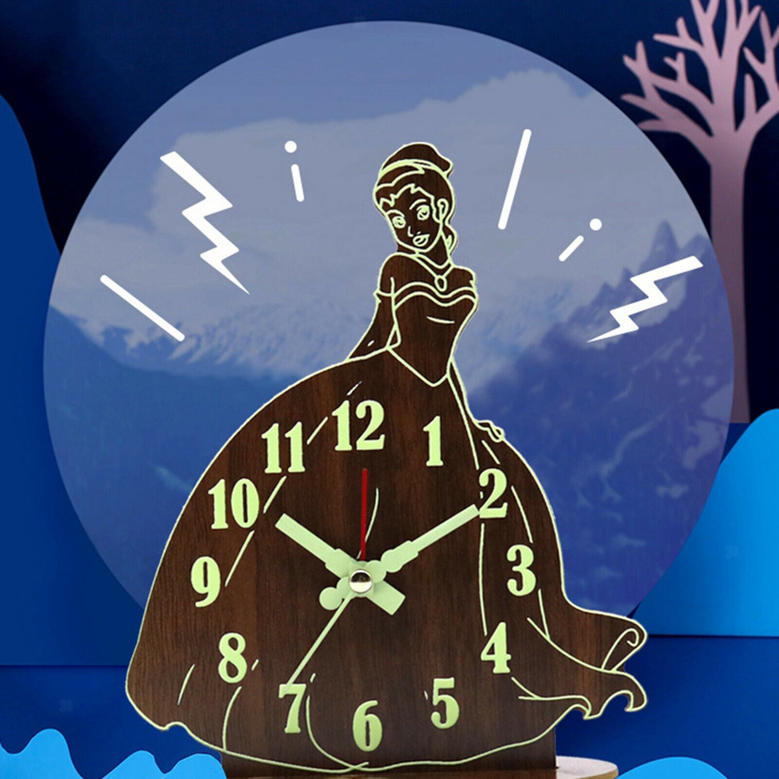 Princess Bell Alarm Clock Mute Movement Bedside Desktop Table Clocks Gifts