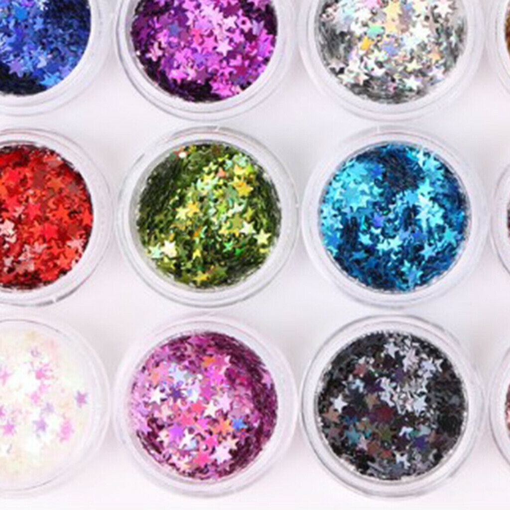 24x Charms Nail Sequins Long Lasting Sparkle Crafts Nail Art DIY Decoration