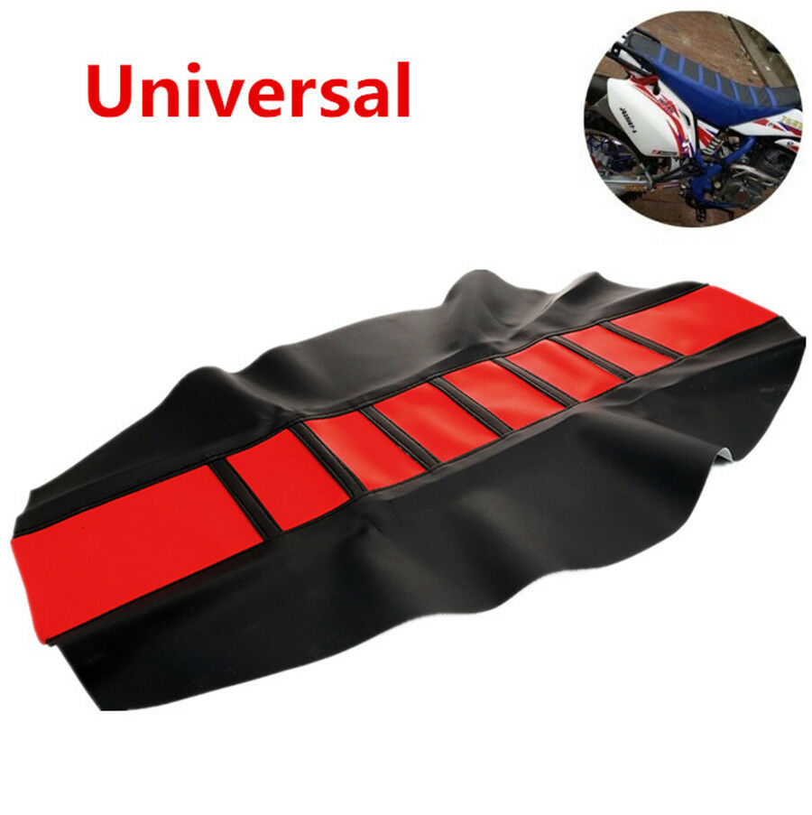 Red Leather Gripper Soft Motorcycle Seat Cover Rib Skin Rubber Dirt Bike Enduro