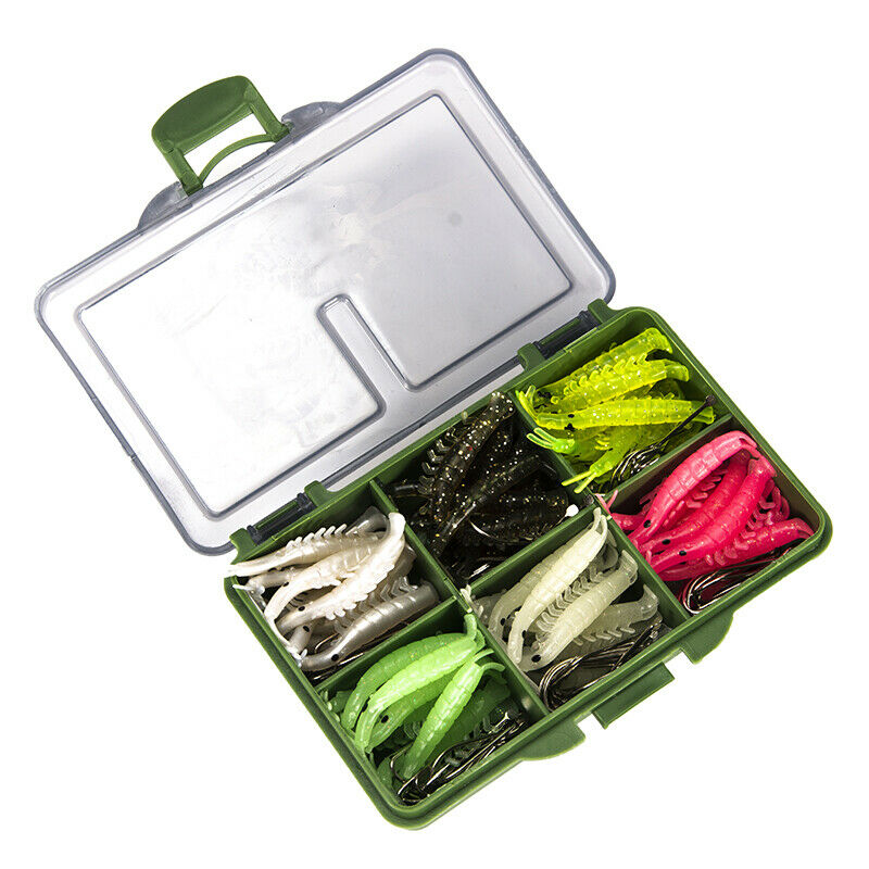 120pcs Soft Silicone Shrimp Fishing Lures Freshwater Fishing Shrimp BaitBDAU