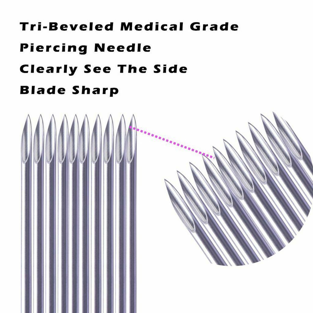 200Pcs Body Piercing Needles 14G & 16G Sterilized Disposable for Lip Eyebrow